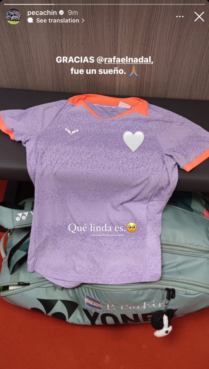 Pedro Cachin shares a photo of the shirt Rafa Nadal gave him after their match in Madrid. 

“Thank you Rafael Nadal, it was a dream.” 

The armor of one of tennis’ greatest heroes. 🥹