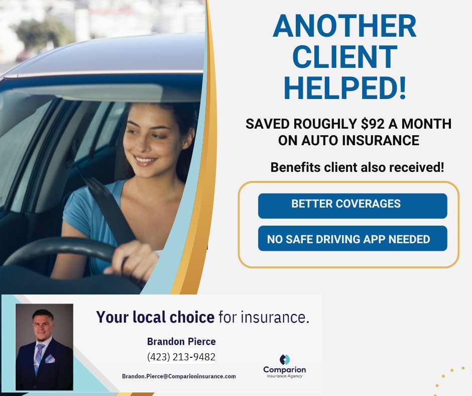 Today I had the pleasure of helping a couple save roughly $92 a month. All while removing the need for a safe driving app, that they had with their current auto insurance company! #TNtrustedinsuranceagent #VAtrustedinsuranceagent #Autoinsurance #Localinsuranceagent