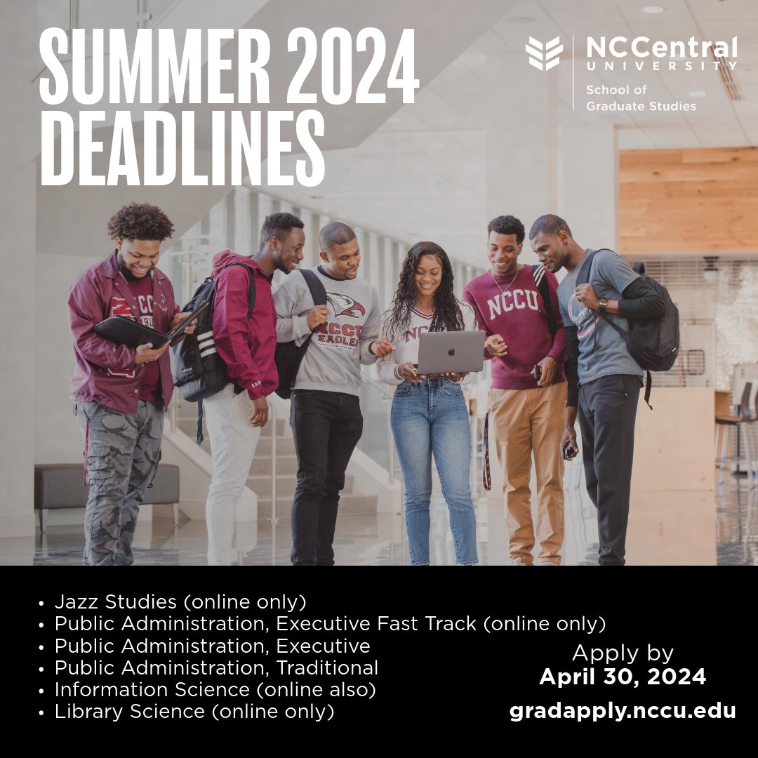 Explore our summer graduate programs with the NCCU Graduate School and unlock your potential as a Graduate Eagle! Your future begins here. Apply by April 30th, 11:59 PM EST, and let your aspirations take flight. LINK | gradapply.nccu.edu 🦅📚
#NCCU #NCCUGraduateSchool