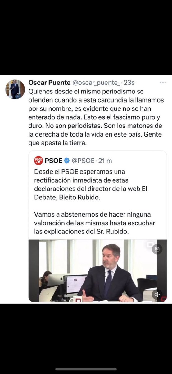 Señalamiento de periodistas por ministros socialistas del Gobierno de Pedro Sánchez . Espero que se querelle @bieitorubido Fíjate si gana la democracia, que los MAT0NES ya van sin capucha.