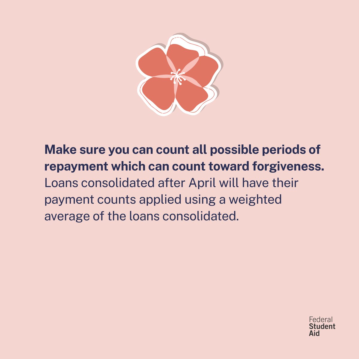 Do you have commercially held Federal Family Education Loan (FFEL) Program Loans, Perkins, or Health Education Assistance Loan (HEAL) loans?​ Consolidate by April 30, 2024, to receive the maximum benefits of the payment count adjustment! ​ Confirm your loan type and start a