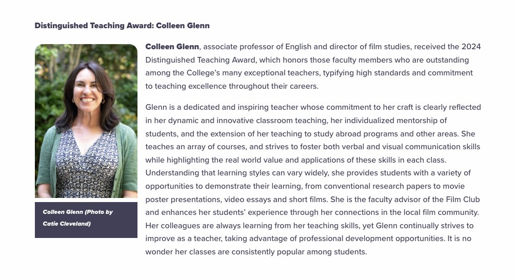 Congratulations to Prof. Glenn! A well deserved recipient of the Distinguished Teaching Award!