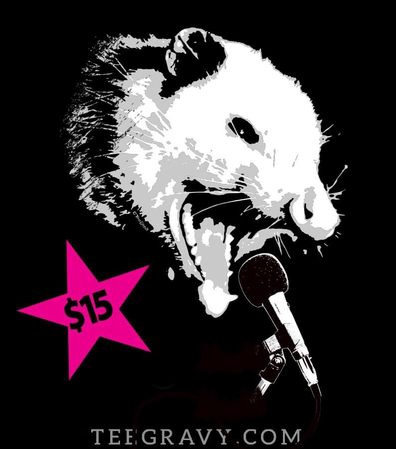 Rock-O! Available for $15 this week ONLY at TeeGravy.com! #opposum #possum #rockandroll #tshirt #screenprinting