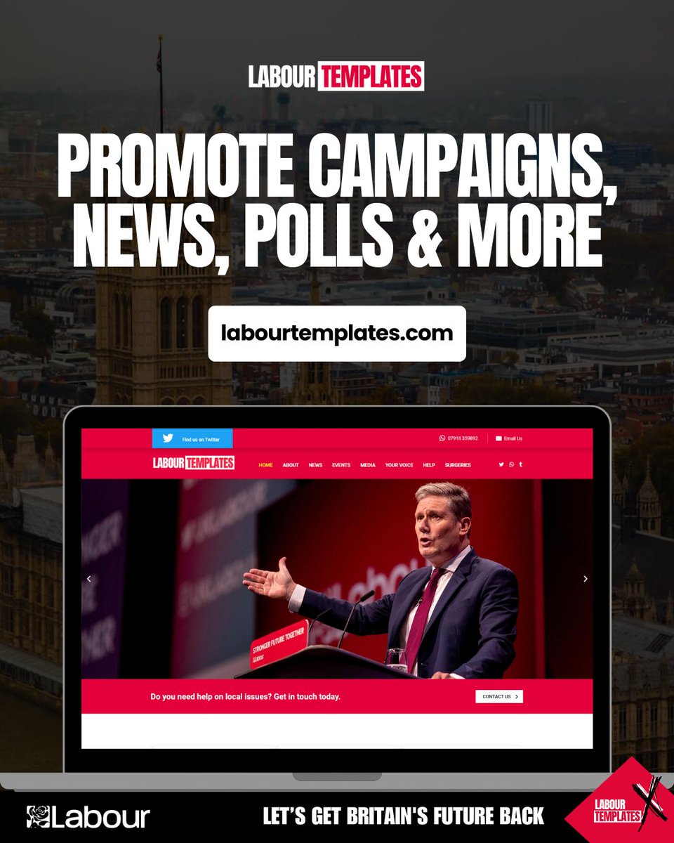 Create a website to use against the Tories 🌹 Promote 👇 ✅ News & Campaigns ✅ Events & Fundraising ✅ Polls, Surveys & Petitions ✅ ...and more Get started using our website template 👇 🔗 labourtemplates.com/website-templa… #UKLabour #LabourDoorstep #KeirStarmer #LabourParty #ToriesOut