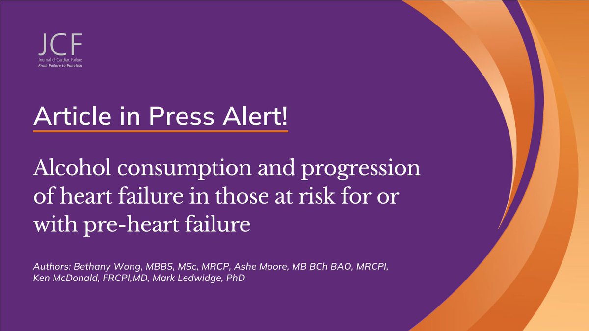 🚨Attention patients and clinicians!🚨 New research suggests that consuming more than 70g of alcohol per week may put individuals with pre-HF at an increased risk of heart failure progression. The risk remains when heavy alcohol intake is excluded. 🔗 bit.ly/44mYI7V