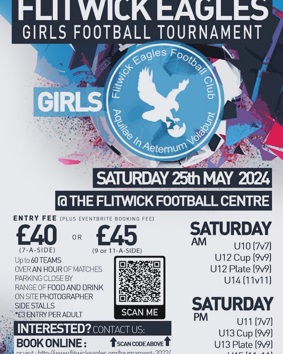 FlitwickEaglesG's tweet photo. Girls tournament … Saturday 25th May … u10s and u15s spaces … grab them quick !! https://t.co/LEEU1pQQNG