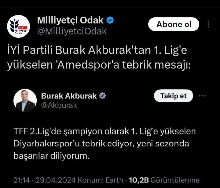 💥FİTNECİ ODAK.. 💥FİTNEYE DEVAM EDİYOR.. 📌Burak Akburak @Akburak Diyarbakırspor diye paylaşımda yazmış. 💥FİTNECİ ODAK 💥Amedspor diye ALGI Yapıyor..