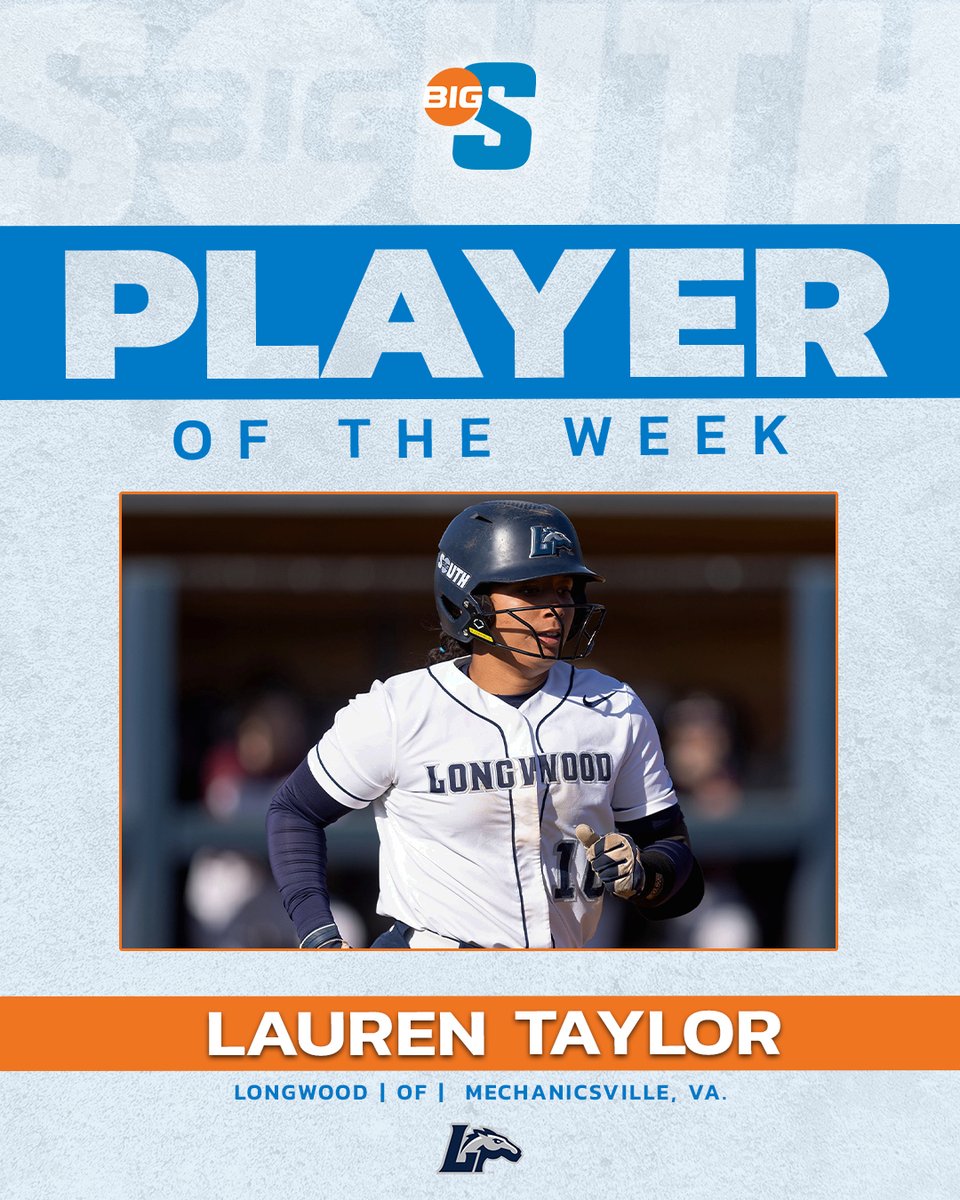 She had a solo home run vs Liberty, followed by a walk against Duke! she then led the Lancers to a series win over Charleston Southern as she batted .500 in the three games with a home run, stolen base, and two multi-hit games 💪 @LongwoodSB's Lauren Taylor is the #BigSouthSB