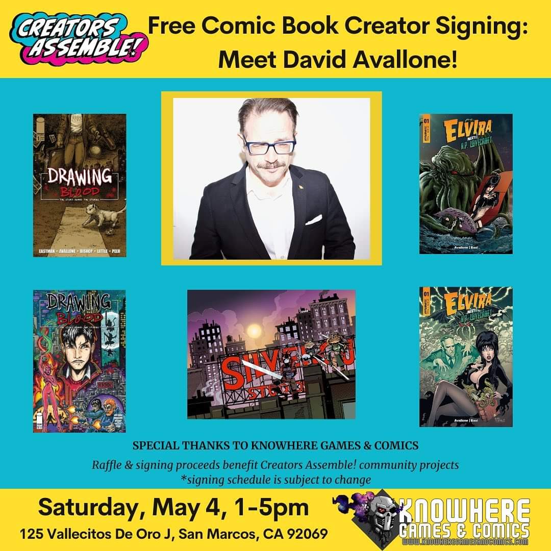 Happy to announce that @CreatorsAssemb will be hosting @DAvallone at @KnowhereGC this Saturday, May the 4th, for #FCBD #FreeComicBookDay24