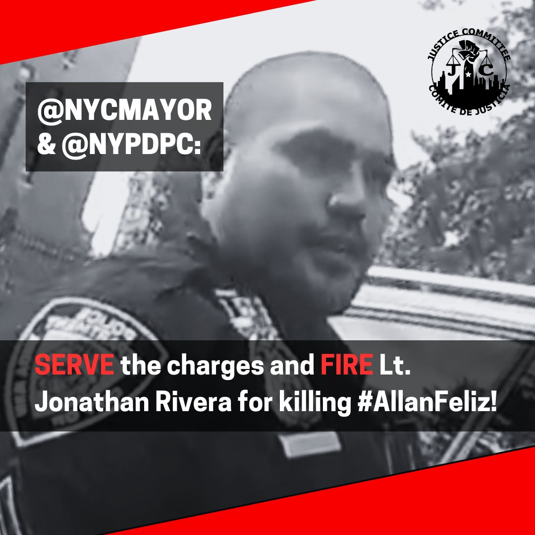 In May of last year, @CCRB_NYC substantiated fire-able charges against Lt. Rivera, but the NYPD has refused to serve them for almost a full year. The NYPD needs to get out of the way - serve the charges to Rivera and let the CCRB do its job & prosecute him. #FireJonathanRivera