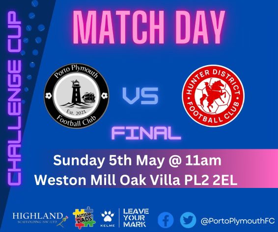 Sunday it’s the Challenge Cup Final set to be a good watch against @huntersundays who will be a challenge

🗣️ Support is welcome 💙🩷

#PlymouthFootball #Sundays
@plymouthwdfl @PLsportsnews @swsportsnews @devoncornwallfc 
@KelmeUk @Teamgrassroots_ 
#SundayLeague #LeaveYourMark 🐾