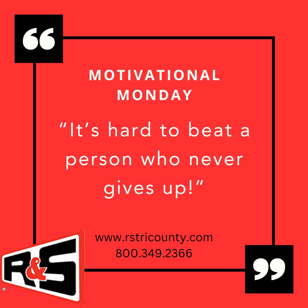 Happy Motivational Monday!!
Let's all strive to be the person in the room who NEVER gives up!
💢
Looking for the best?
Call R&S!
800.349.2366
Contact us now for quick solutions!
💢
#LookForTheRedTruck
#GarageDoorServices
#CommercialDoorRepair
#GarageDoorInstallation
#GarageDoor
