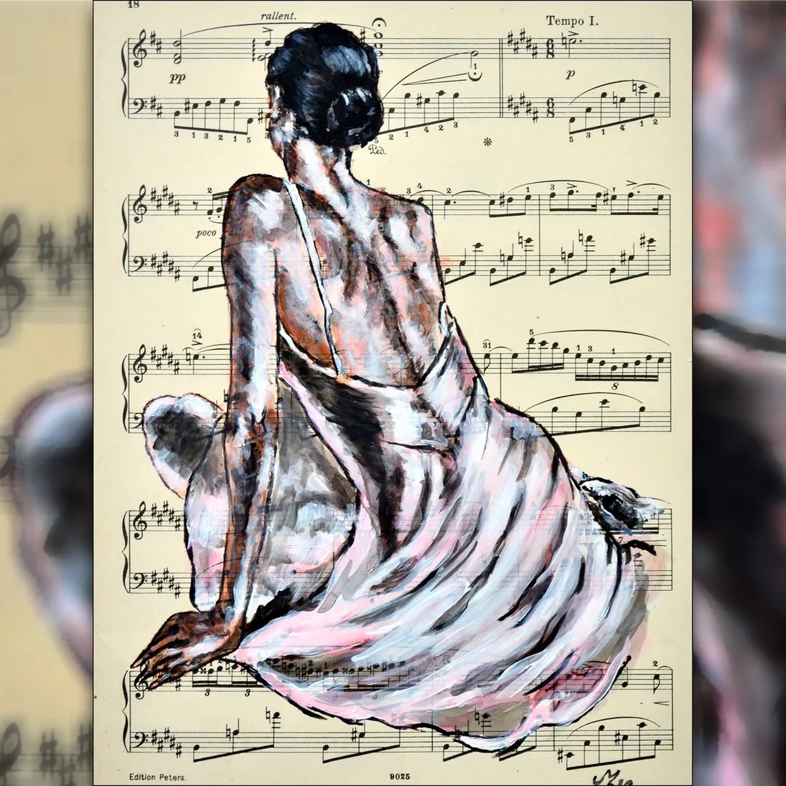 Now the Sale price is GBP 89.00! Ready for #gift! “Framed #Ballerina III - #Original #Painting on #Vintage Sheet #Music Page” artcursor.com/products/frame…