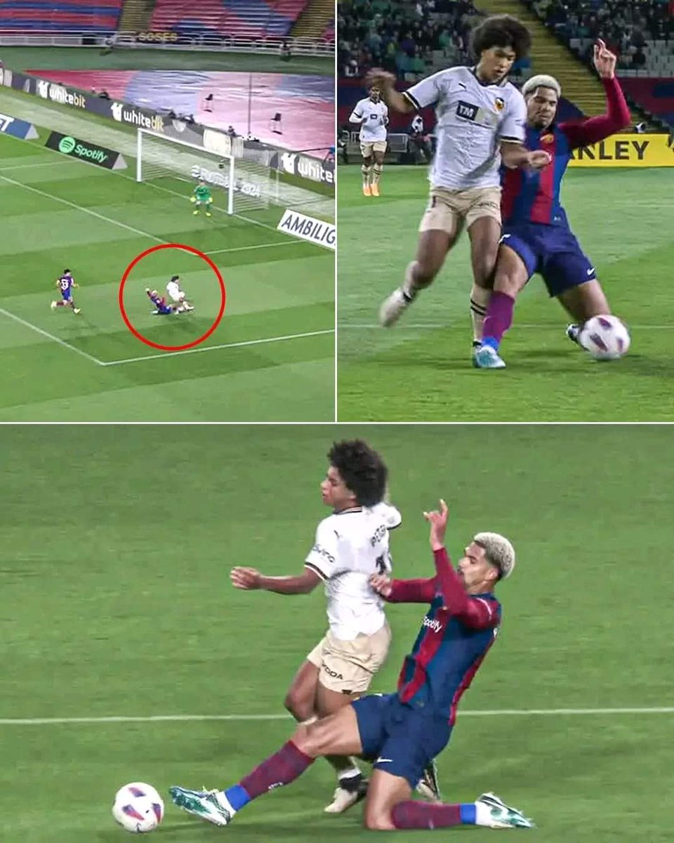 RONALDO ARAUJO GETS HIS CHALLENGE WRONG AND CONCEDES A PENALTY AGAINST VALENCIA 😳 Just a few weeks after his red card against PSG in the Champions League, Barca are now 2-1 down to Valencia after another mistake in the defense 😕 #QueenOfTears #cryptocurrencies #HEYA