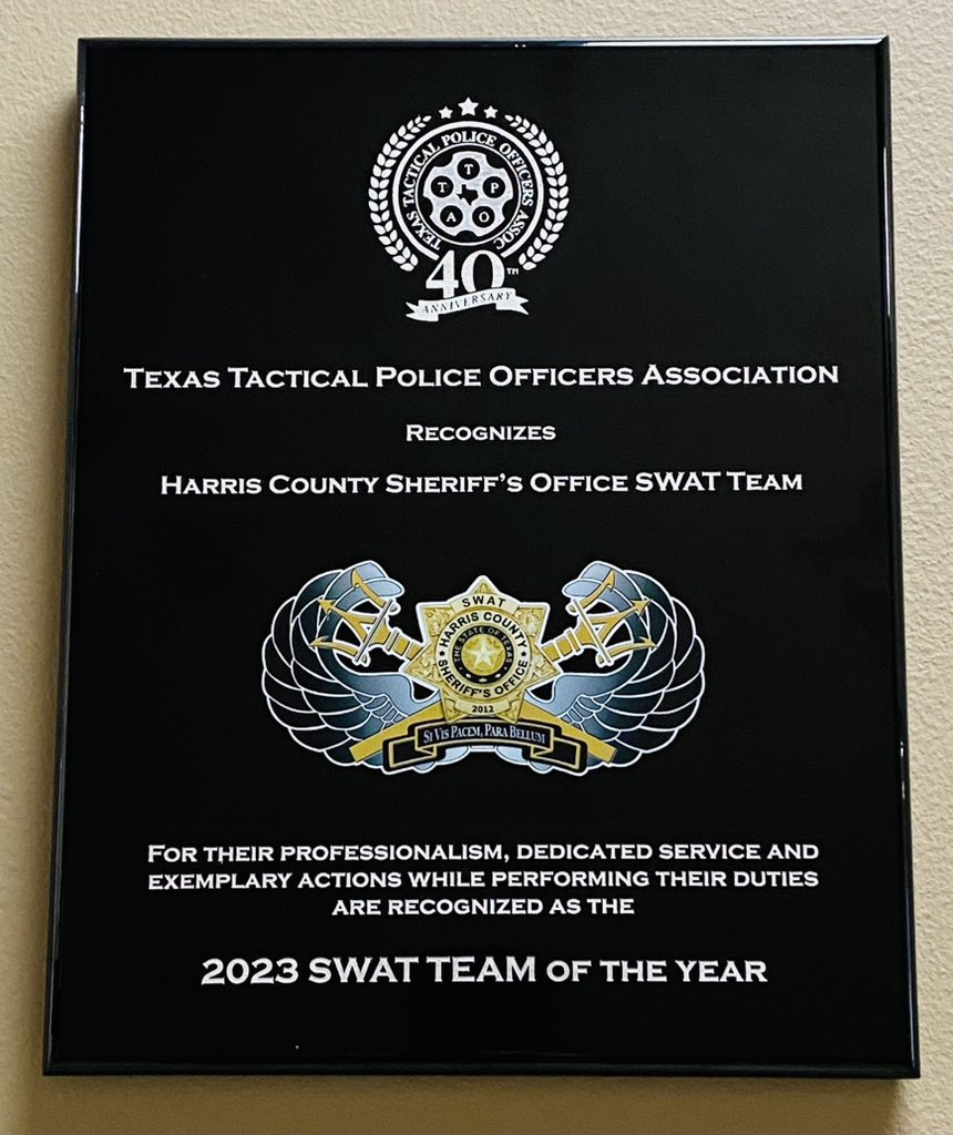 Congrats to HCSO SWAT for being awarded the 2023 “SWAT Team of the Year” at the Texas Tactical Police Officer’s Association (TTPOA) Conference. We appreciate the recognition from TTPOA and other tactical teams in the state of Texas. Thanks to all of the supporting units who…