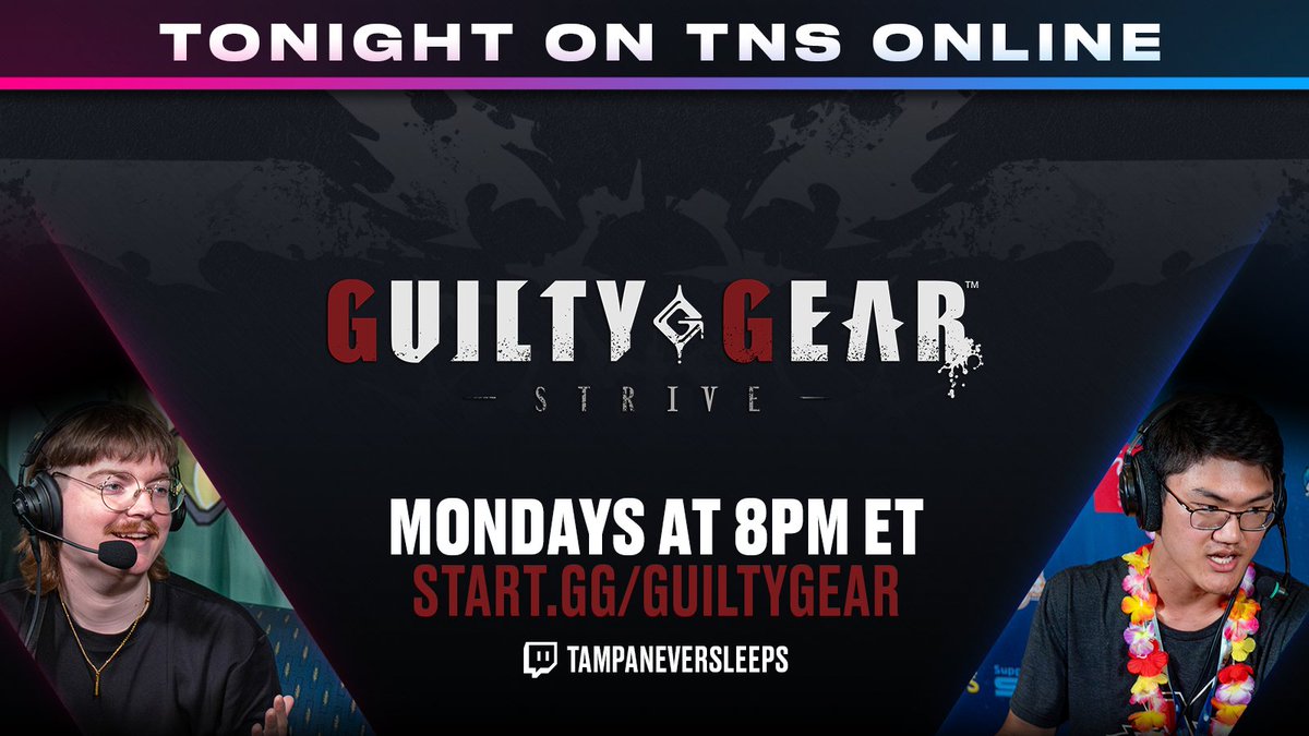 Kick off your week right, sign up for our #GuiltyGearStrive bracket tonight! ⚙️ @KingJobber and @TheSaltShaker_ will be commentating our action (and talking about Slayer too, of course) 🎙️