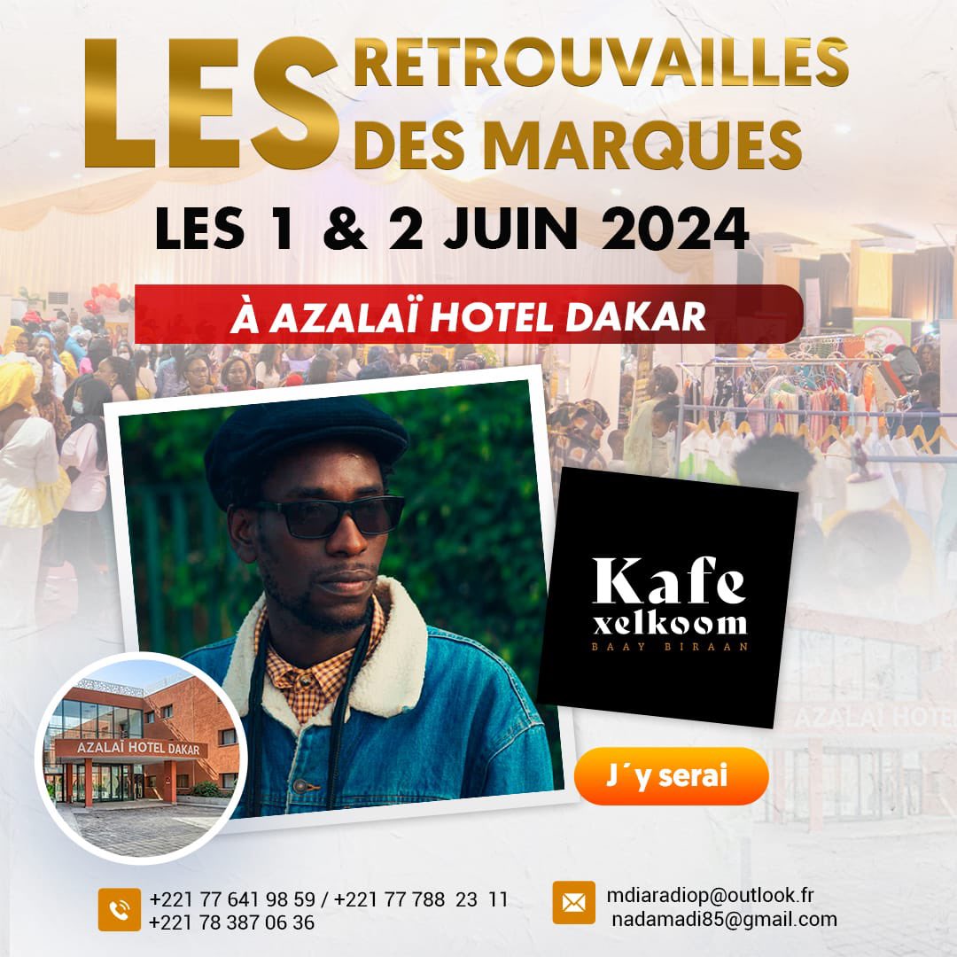 KËR GAA NGI DEM FOIRE Au plaisir de vous annoncer que l’on participe à cette édition de vente privée avec @lesretrouvaillesdesmarques qui se tiendra inshaala les 01 & 02 Juin in cha allah à @azalaihotel_dakar . Venez découvrir nos dernières saveurs.