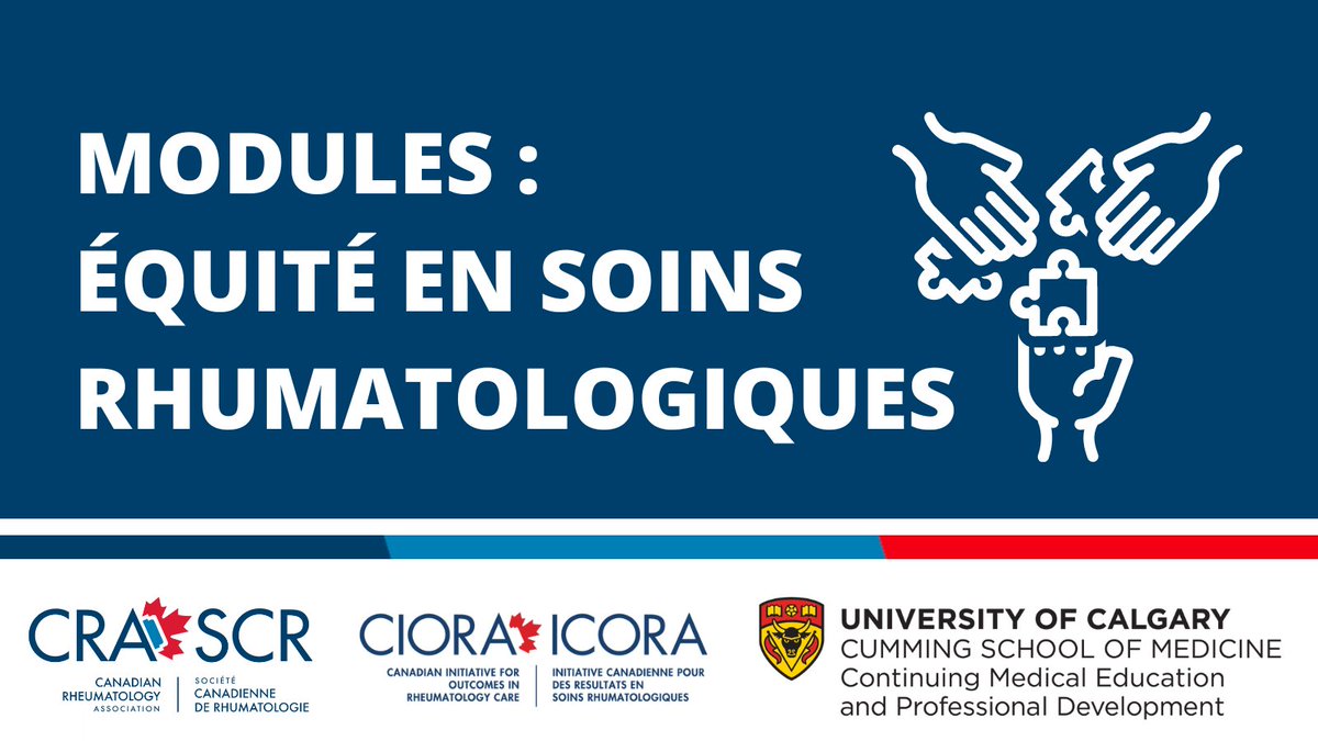 Modules réservés aux membres! Équité en soins rhumatologiques Ce NOUVEAU cours en ligne ouvre droit à des crédits. Inscrivez-vous! Entamez-le (mot de passe acheminé par courriel) rheum.ca/fr/inequites-e… Élaboré par la SCR, en toute autonomie, et soutenu par Pfizer #RheumTwitter