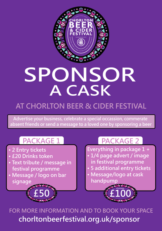 Calling all local businesses, our cask sponsorship and advertising packages are available in a variety of sizes to suit everybody from sole traders to established multiples. We can put your business in front of thousands of customers. chorltonbeerfestival.org.uk/sponsor @chorltontraders