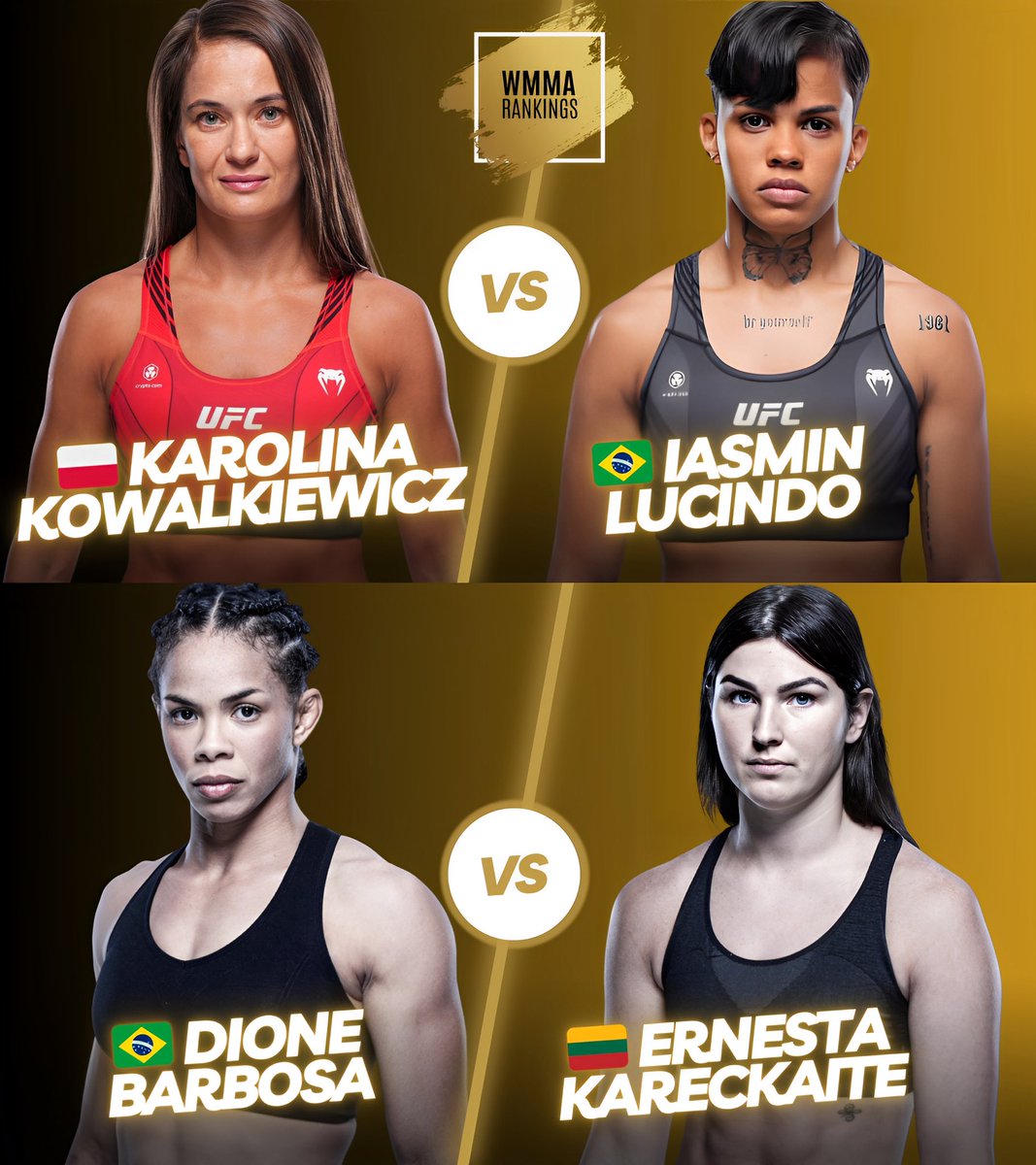 💥🥊 Fight week is here for #UFC301 in Brazil this Saturday! #13 ranked former title challenger 🇵🇱 Karolina Kowalkiewicz squares off against the surging 22-year-old 🇧🇷 Iasmin Lucindo in strawweight action. Plus, DWCS winners clash as 🇧🇷 Dione Barbosa takes on undefeated 🇱🇹…