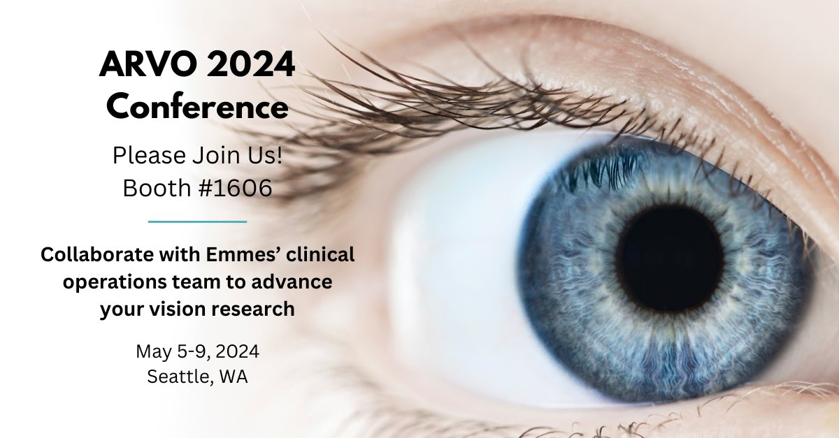 #Emmes is advancing ophthalmic research forward by combining our vast expertise and cutting-edge technology. Meet us at #ARVO24 booth #1606 to discuss how we can partner on your next #Ophthalmology #ClinicalTrial. Book a meeting here: hubs.la/Q02vqPtx0