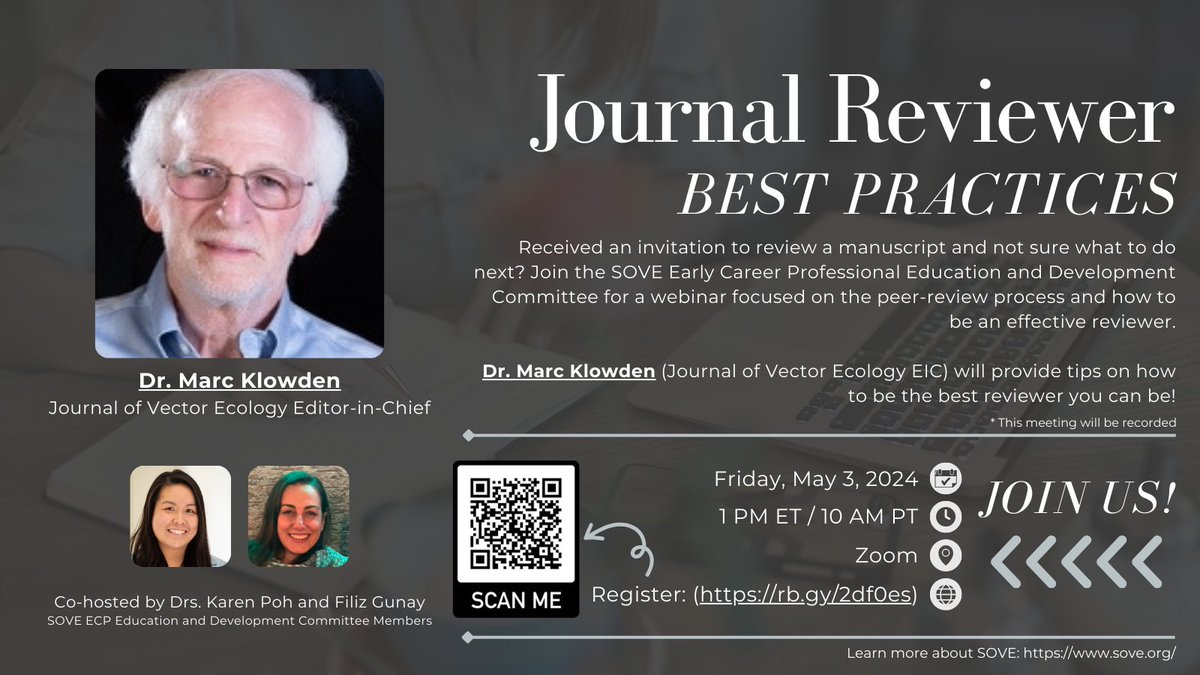 Mark your calendar for this Friday! Early Career Professionals are you ready to learn more about best practices for reviewing manuscripts? Sign up for this webinar for this Friday, May 3rd at 10 am PT.