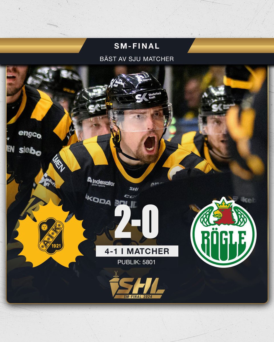 🙌 @skelleftea_aik håller ut och slår in första matchbollen vilket betyder att de säkrar SM-guldet! 🏆 

#SHL #twittpuck #ishockey #svsshl