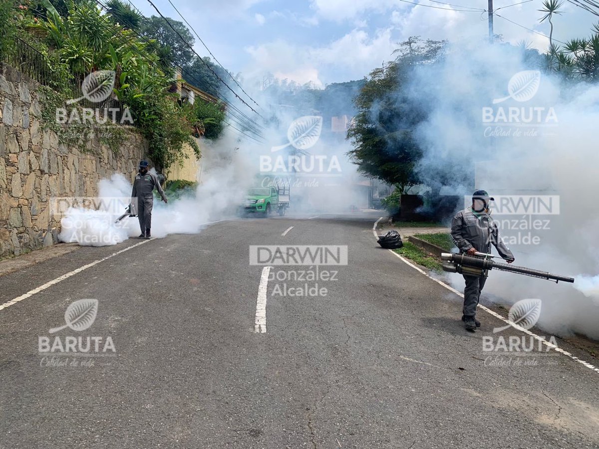 La cuadrilla de fumigación se encuentra realizando sus labores preventivas en la calle Ciénaga alta de #ElPeñón