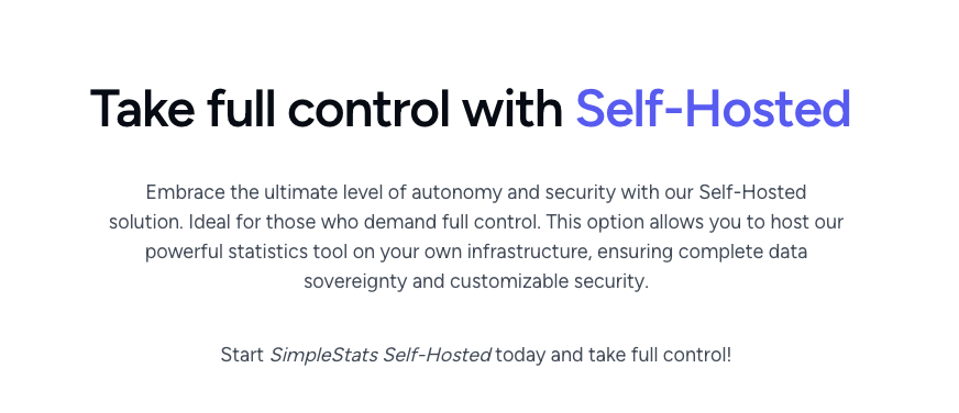 🚀 Exciting news! We've just launched the Self-Hosted version of @SimpleStats_io! Take full control of your data with unparalleled security and customization. Host our powerful statistics tool on your own infrastructure. 🛡️ Start today!

#DataSovereignty #laravel #php #analytics