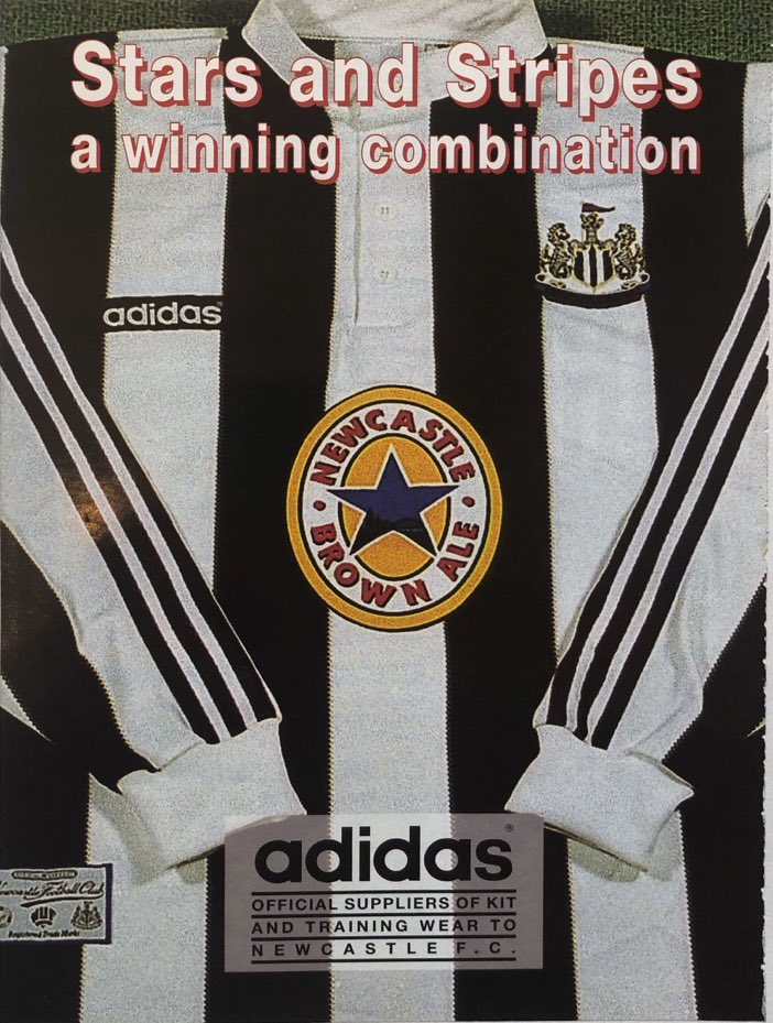 An adidas advert for the 1995 - 1997 Newcastle kit ⚫️⚪️ #NUFC