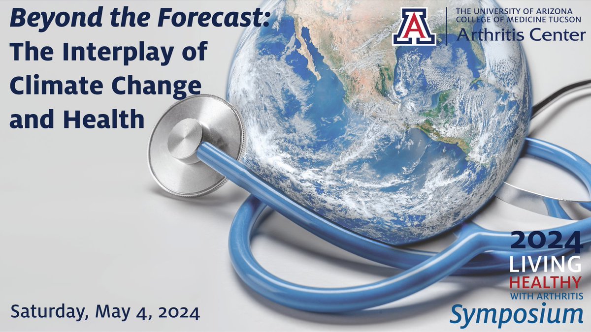 Join the University of Arizona Arthritis Center to learn how cross-disciplinary research and community partnerships are building resilience against climate-induced health threats. May 4, at 9 a.m. Register for this free livestream event: bit.ly/3JDWrvu @uazmedtucson