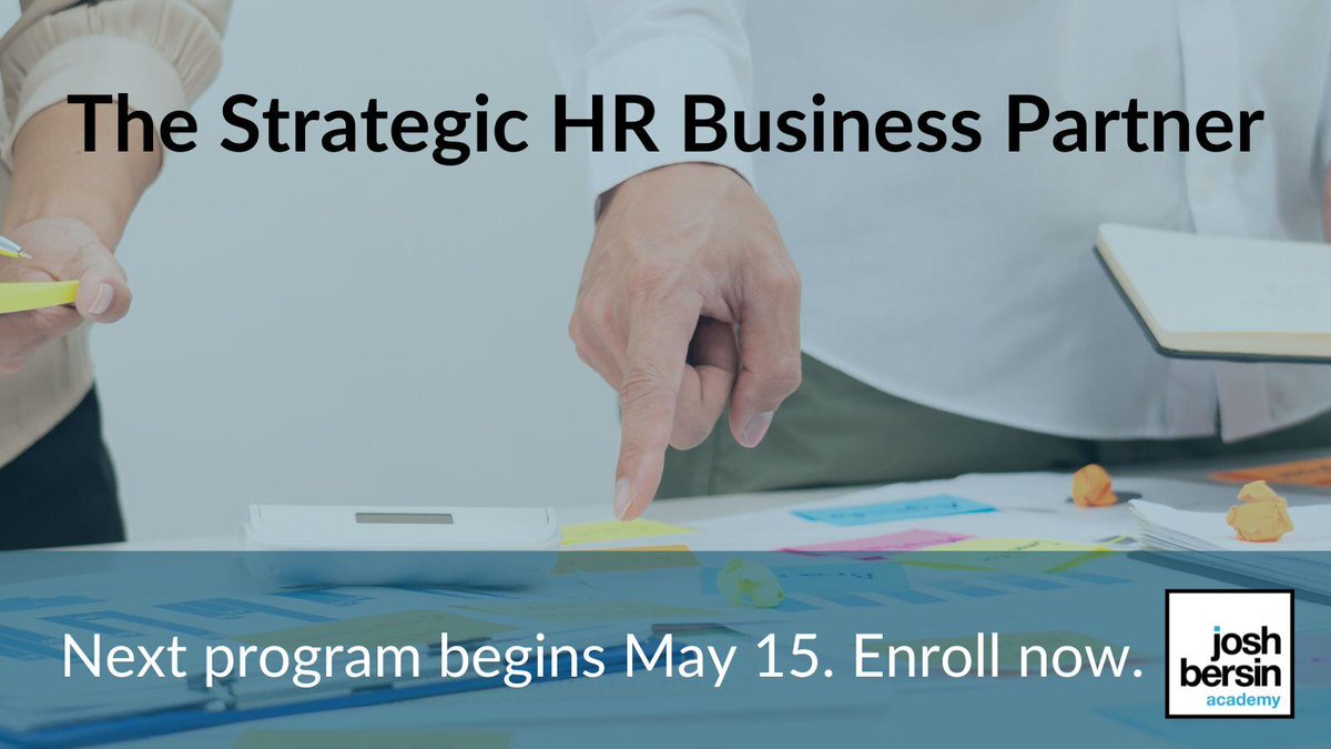 As an HRBP, you take on the roles of Strategic Advisor, Data-Driven Problem Solver,  Influential Storyteller, Trusted Coach, and Independent Voice.
The Strategic HR Business Partner. Enroll now to get started. 
hubs.ly/Q02v9QhC0

#hr #futureofhr #professionaldevelopment