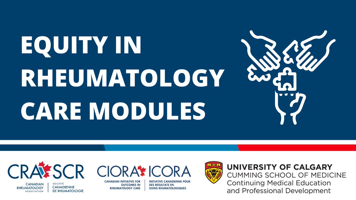 Member exclusive! Equity in Rheumatology Care Modules Register for the accredited online course Equity in Rheumatology Care today! Check your inbox for the password! Learn more and begin - rheum.ca/education/cont… Independently developed by the CRA, supported by Pfizer.