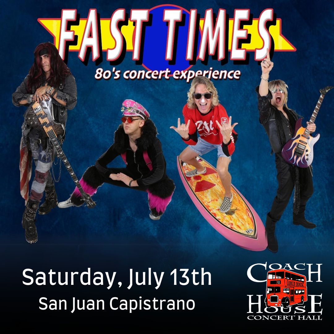 Fast Times 80's Concert Experience is coming to The Coach House on July 13th! Get ready for a night of iconic hits and a sense of nostalgia! Come rock out with us and secure your tickets today to ensure you don't miss out!🎸 Tickets👇 thecoachhouse.com // 📞 (949) 496-8930