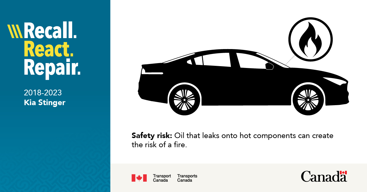 #Recall: On certain 2018-2023 Kia vehicles, the left turbocharger oil feed pipe and hose assembly could become damaged by heat from the exhaust. If this happens, oil could leak onto hot components. wwwapps.tc.gc.ca/Saf-Sec-Sur/7/…