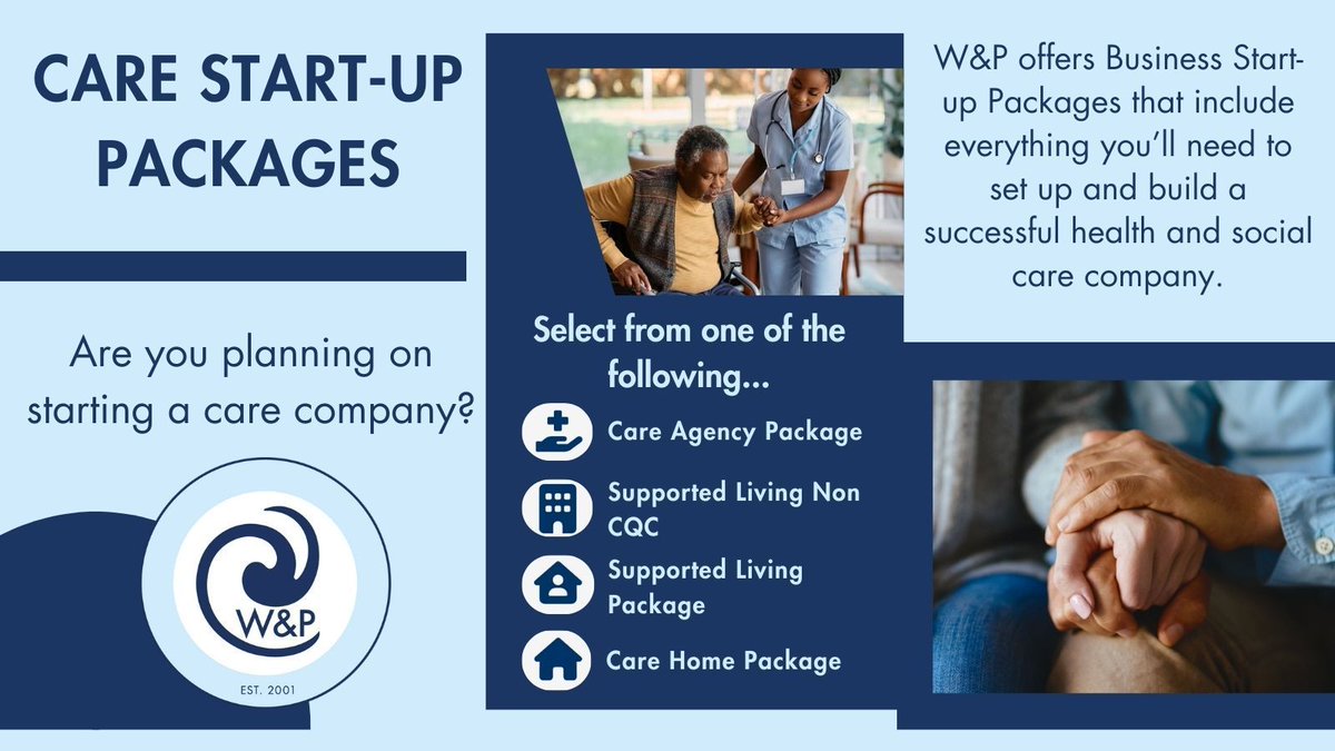 Care Start-Up Packages - buff.ly/3sLJ0Fe 

Whether it's homecare, a care agency, supported living or a care home, W&P have a business start-up package for you.

#startacarebusiness #cqcregistration #startups #domiciliarycare #HomeCare #homecareagency #socialcare