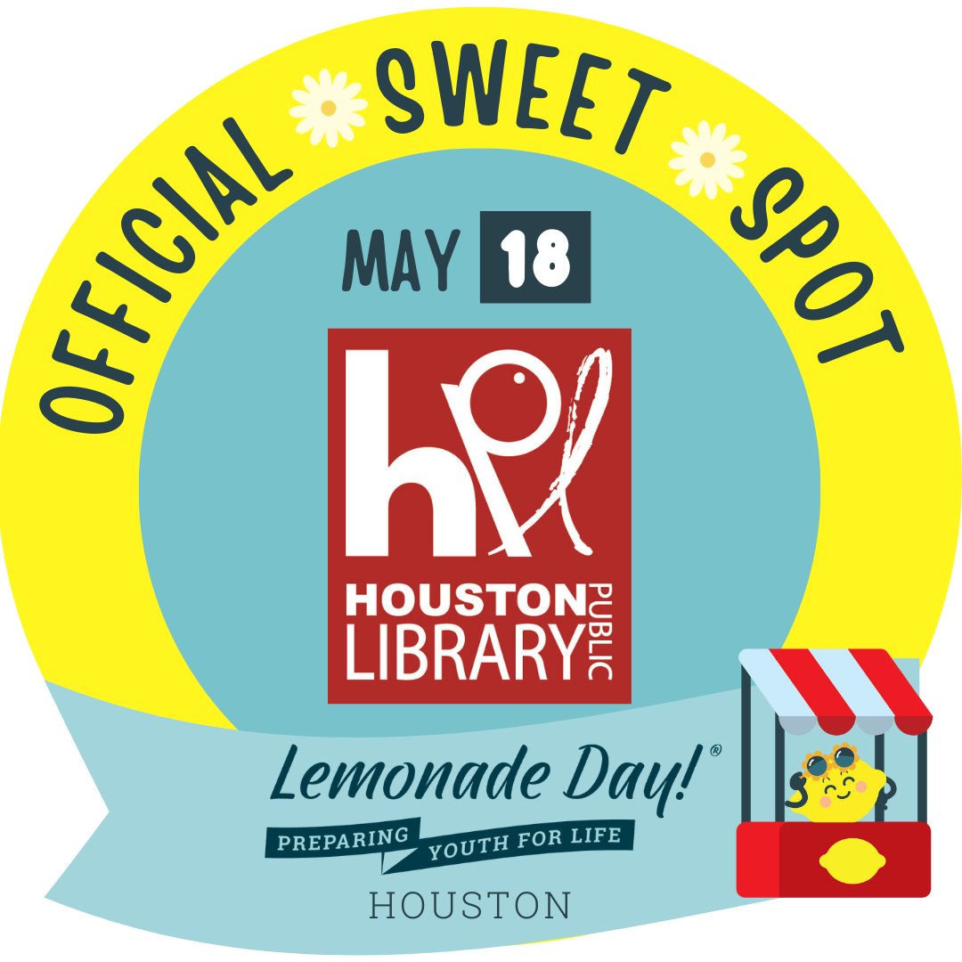 Houston Public Library proudly supports Lemonade Day Houston's mission to empower our city's young entrepreneurs! 🍋 As an official Sweet Spot sponsor, we'll host one youth entrepreneur outside of our Central Library location on Saturday, May 18 at 11 AM. #ILoveHPL