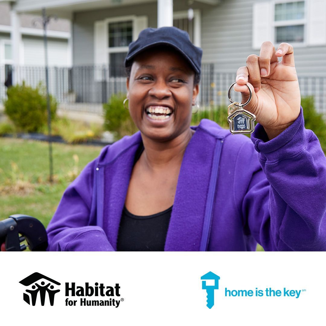 Each April, our #HomeIsTheKey campaign brings together sponsors, community leaders and supporters to help unlock equitable homeownership across the U.S. Visit habitat.org/homeisthekey to learn more.