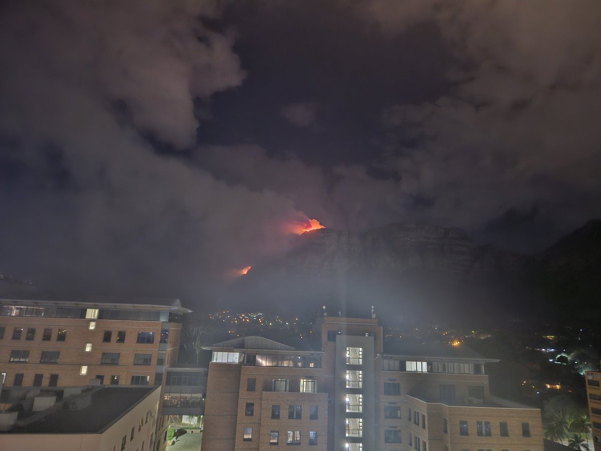 The Table Mountain fire as seen from Newlands at 10pm