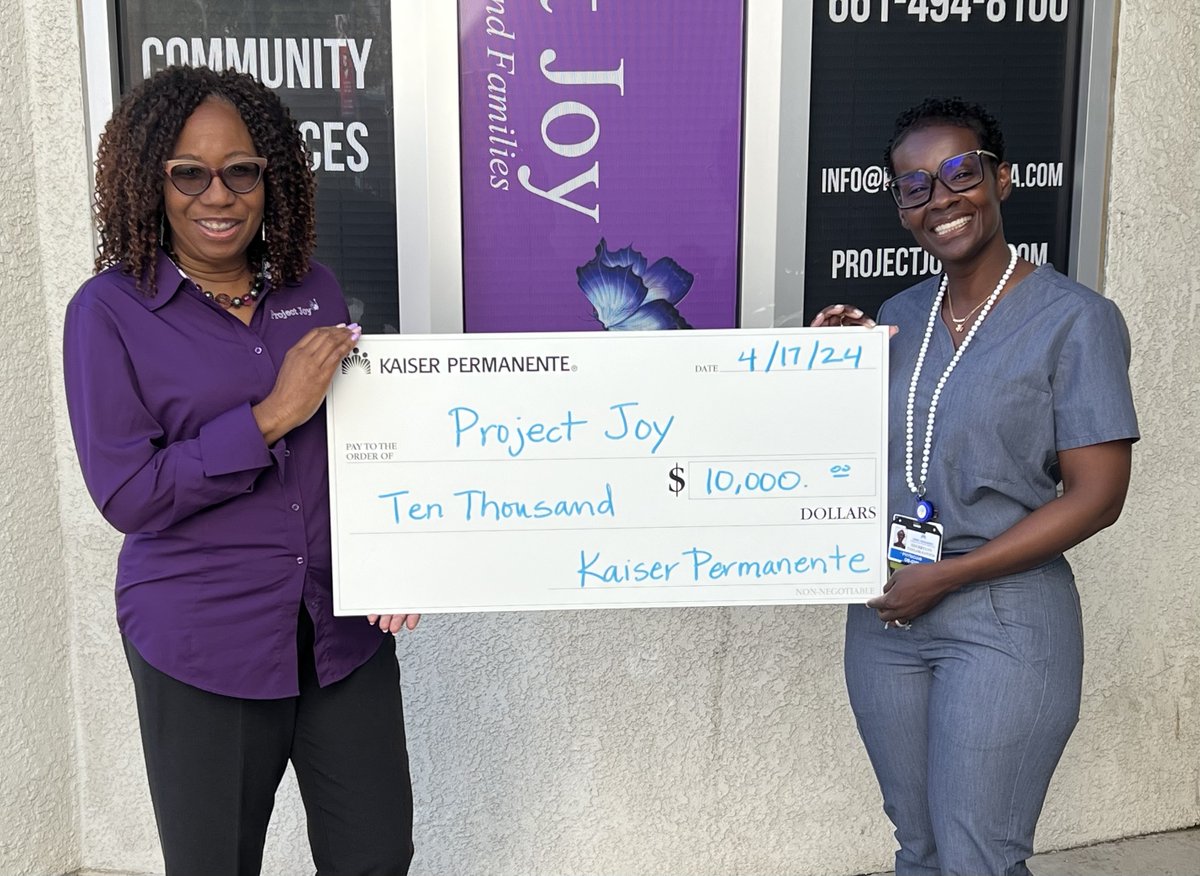 During #BlackMaternalHealthWeek, #KPAntelopeValley was proud to support Project Joy with a $10,000 grant toward their work to empower and educate youth and families in the community as part of the African American Infant Maternal Mortality program.