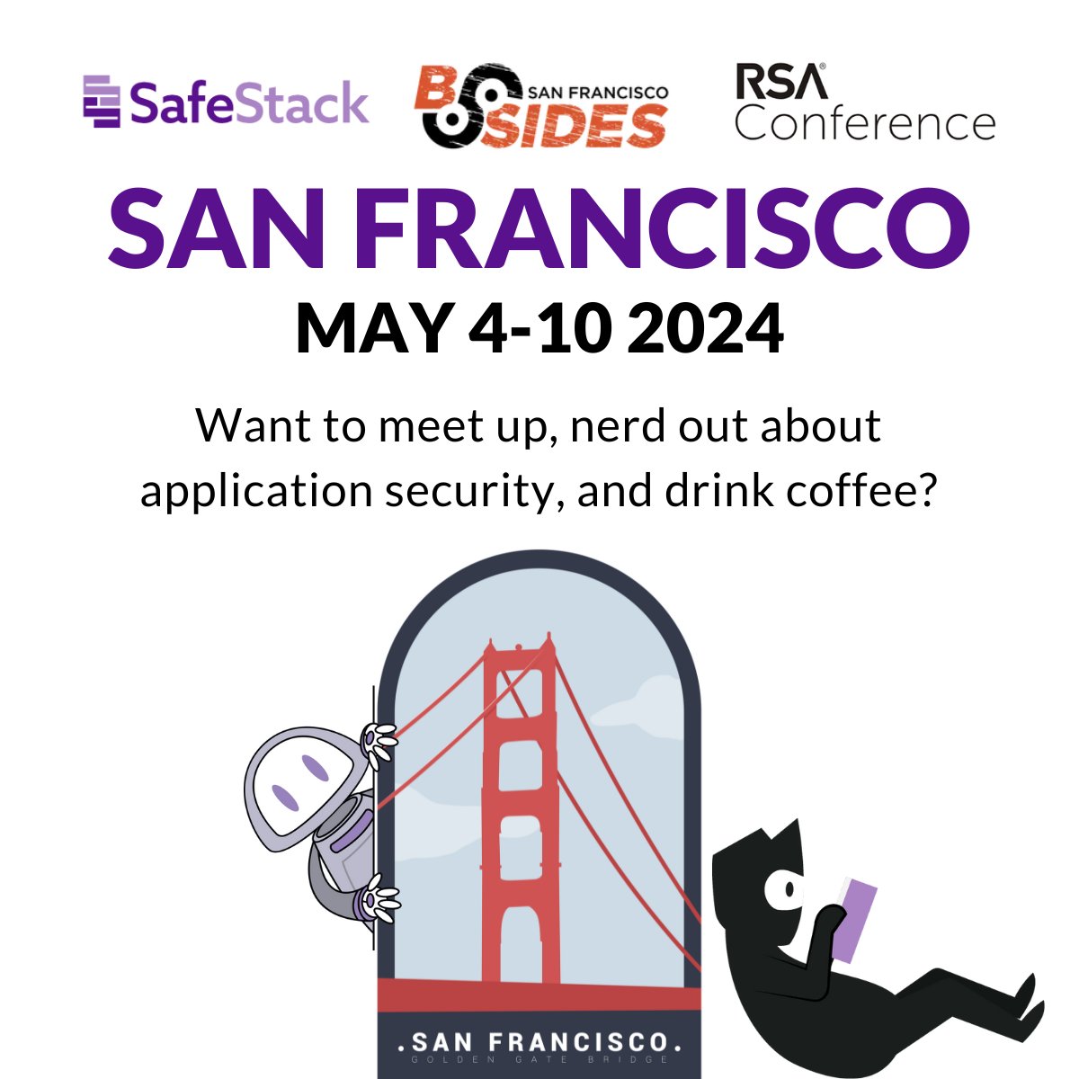 Hello Software Folks! I am in San Francisco next week for BSides SFO and RSA, and I'd love to meet up, nerd out about all things #appsec, and drink coffee (or beverage of choice). Who is around? Who should I be catching up with? (If we haven't met before, don't be shy!)