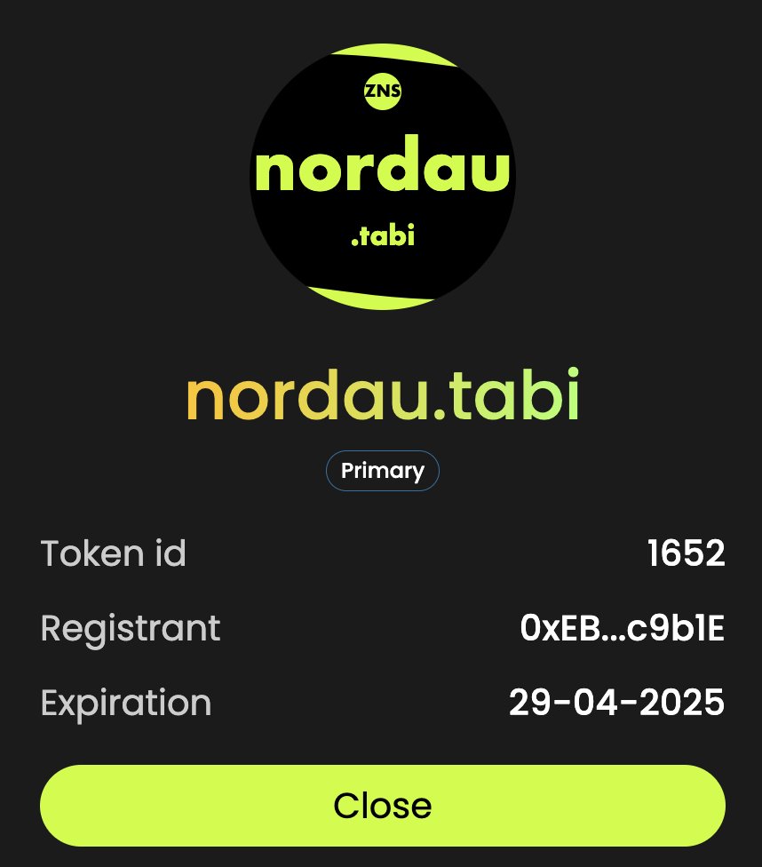 🚨 Just minted domain nordau.tabi 🦩 Will I need it❓ Probably no🤷🏻‍♂️ Is it #TabiTestnet ❓Yes 😉 Mint it 👉

v3.znsconnect.io/?ref=clvldu1iv…