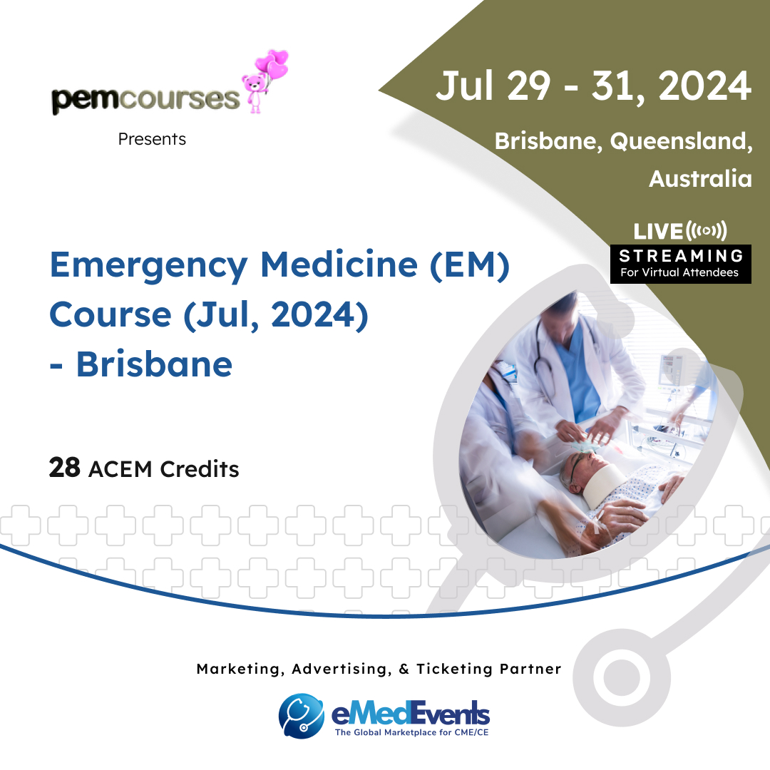 🚨 Gear up for the Emergency Medicine (EM) Course in Brisbane, July 2024! bit.ly/3vRYGrV 👩‍🏫 Learn from a distinguished faculty of Emergency Medical Specialists across multiple disciplines. #EmergencyMedicine #MedicalEducation #Brisbane #globalCME #eMedEvents