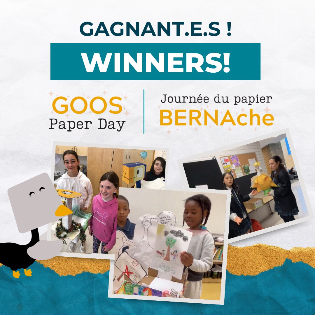 Thanks for participating in our #GOOSPaperDay 2024 and helping us raise awareness about reuse and recycling. Congratulations to contest winners: @ms_bolognese, ÉÉP Nouvel Horizon, and Appleby College! Thanks to @CascadesSD for supporting this initiative.