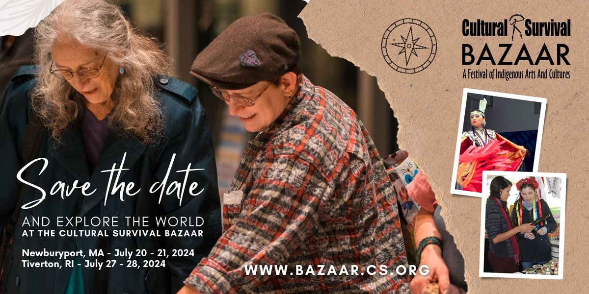 We're thrilled to announce to host not just one, but TWO weekends of our Cultural Survival Bazaars this summer. Join us this July to celebrate Indigenous artists from across the globe! For more information visit: bazaar.culturalsurvival.org facebook.com/search/top?q=c…