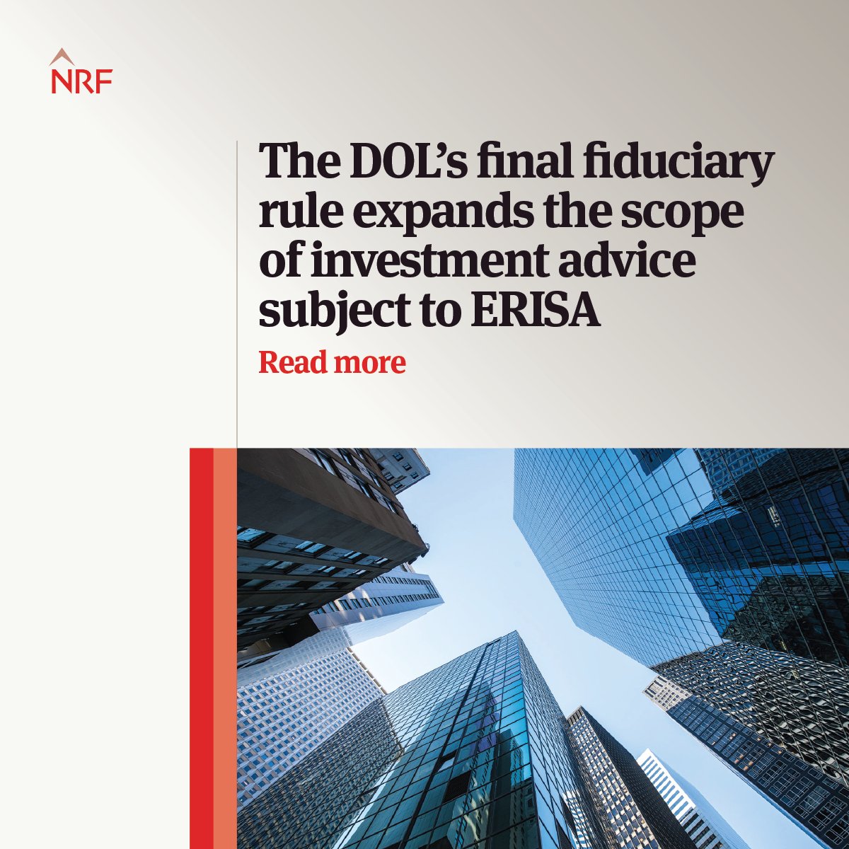 The DOL released its final Fiduciary Rule, which significantly expands the scope of investment advice that may be subject to ERISA. Our ERISA and financial services teams discuss the rule and next steps for financial institutions and professionals. ow.ly/KMsR50RrfKO