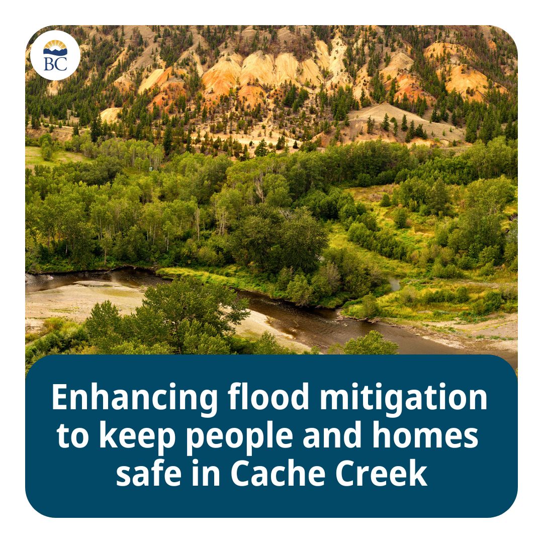 #CacheCreek has experienced severe flooding several times in the last 10 years. We’re supporting their flood mitigation initiatives, including erosion mapping and debris management plan, and a flood public education program to keep people and homes safer. news.gov.bc.ca/releases/2024E…