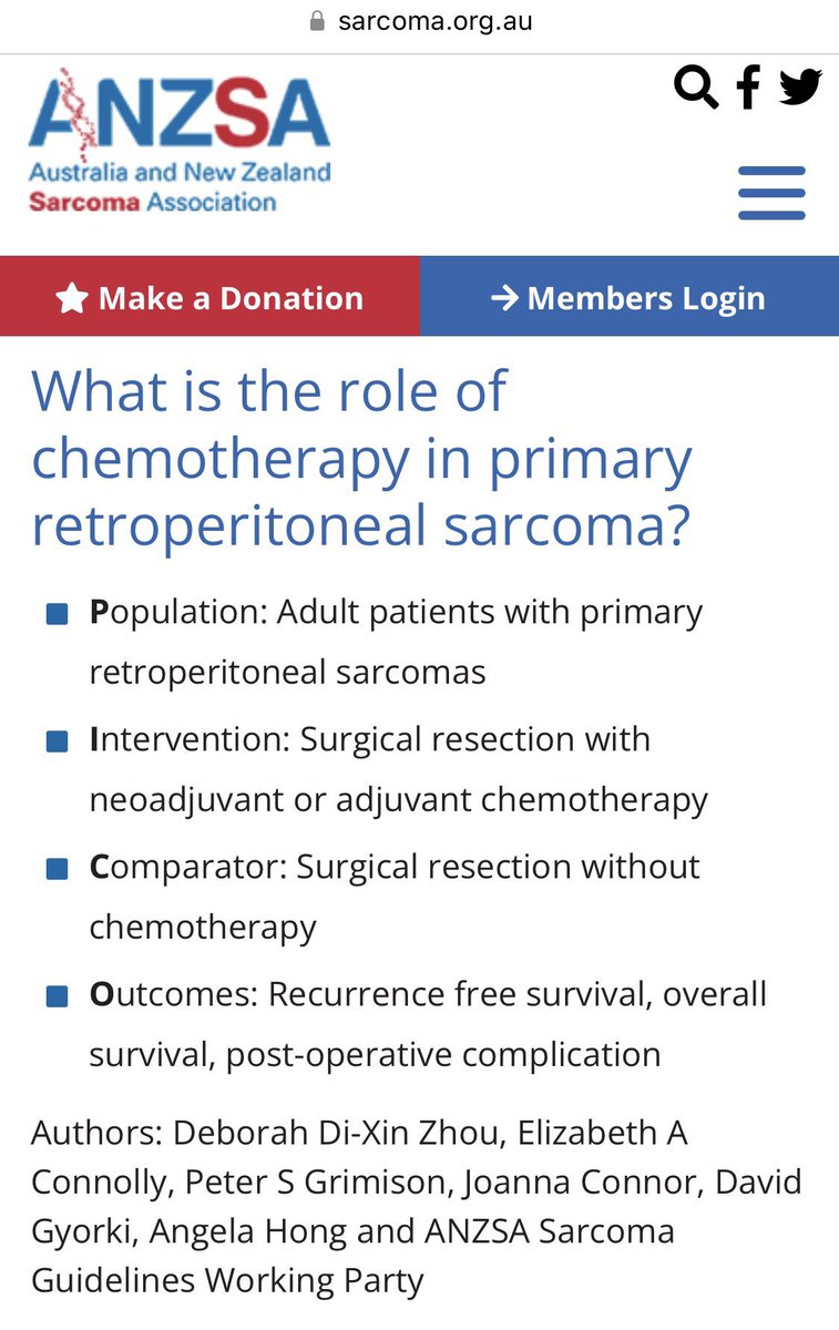 📝 II: What is the evidence for chemo in #retroperitoneal #sarcoma 23 📚 -There is no evidence that addition of chemo to surgery improves RFS or OS in resectable #RPS ⭐️ STRASS2 to answer Plz check out 🇦🇺 @anzsarcoma national guidelines group review🙏 cancertreatmentreviews.com/article/S0305-…