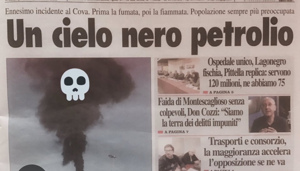 dukana2's tweet image. BUONGIORNO #Basilicata!
#ENI vi ha fatto l’ennesimo regalo…di morte…
