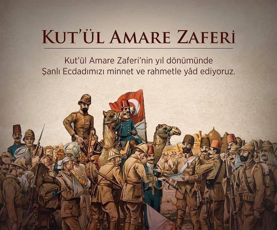 “Şanlı zafer” Kût'ül-Amâre Kuşatması’nın 108. yıl dönümünü kutluyor, bu vesileyle şehitlerimizi rahmetle yâd ediyoruz. 🇹🇷 #KutulAmare